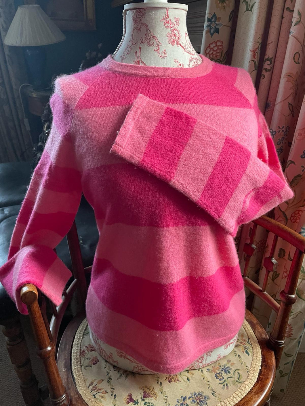 Clements Ribeiro designer Crew Neck in bright pink and paler pink, Size S/M