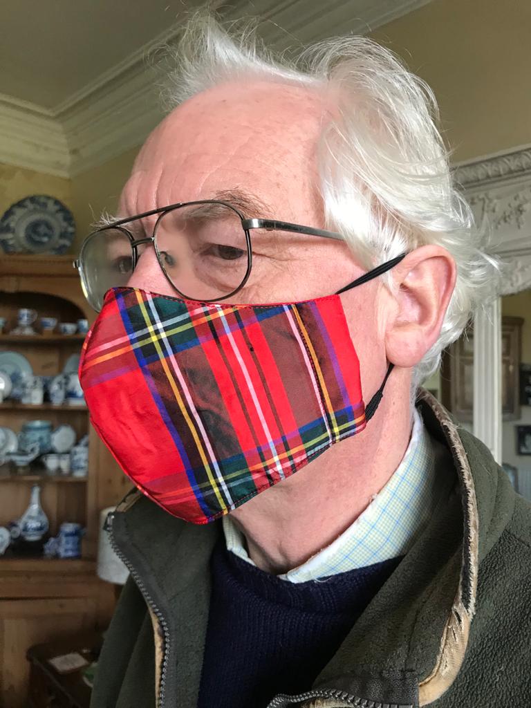 Silk Stewart Tartan Mask with Red Lining