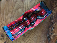 Load image into Gallery viewer, Attractive green/blue Tartan Mask (recycled kilt) with Tartan Silk Lining
